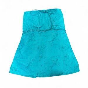 Y2K Turquoise Orb Floral Tube Top